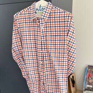 Bonobos Orange and Blue Checkered Dress Shirt